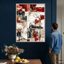 Blue Teal Abstract Canvas Wall Art, Modern Textured Painting Print, Navy Orange White Contemporary Art, Neutral Living Room Decor, Office Art by MyGreatCanvas | Canvas Wall Art Prints | Photo Prints & Wall Decor