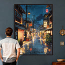 Tokyo Tea House Canvas Wall Art — Japan Rainy Night Street by MyGreatCanvas | Canvas Wall Art Prints | Photo Prints & Wall Decor
