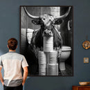 Texas Longhorn Cow Toilet Paper Canvas Wall Art, Funny by MyGreatCanvas | Canvas Wall Art Prints | Photo Prints & Wall Decor
