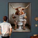 Funny Bathroom Canvas Wall Art, Texas Longhorn on Toilet by MyGreatCanvas | Canvas Wall Art Prints | Photo Prints & Wall Decor
