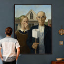 Funny Bathroom Canvas Wall Art, Grant Wood American Gothic by MyGreatCanvas | Canvas Wall Art Prints | Photo Prints & Wall Decor