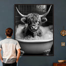 Highland Cow Bathtub Canvas Wall Art, Funny Bathroom Print by MyGreatCanvas | Canvas Wall Art Prints | Photo Prints & Wall Decor
