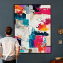 Blue Teal Abstract Canvas Wall Art, Modern Textured Painting Print, Navy Orange White Contemporary Art, Neutral Living Room Decor, Office Art by MyGreatCanvas | Canvas Wall Art Prints | Photo Prints & Wall Decor