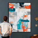 Blue Teal Abstract Canvas Wall Art, Modern Textured Painting Print, Navy Orange White Contemporary Art, Neutral Living Room Decor, Office Art by MyGreatCanvas | Canvas Wall Art Prints | Photo Prints & Wall Decor