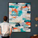 Blue Teal Abstract Canvas Wall Art, Modern Textured Painting Print, Navy Orange White Contemporary Art, Neutral Living Room Decor, Office Art by MyGreatCanvas | Canvas Wall Art Prints | Photo Prints & Wall Decor