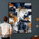 Blue Teal Abstract Canvas Wall Art, Modern Textured Painting Print, Navy Orange White Contemporary Art, Neutral Living Room Decor, Office Art by MyGreatCanvas | Canvas Wall Art Prints | Photo Prints & Wall Decor
