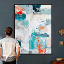 Blue Teal Abstract Canvas Wall Art, Modern Textured Painting Print, Navy Orange White Contemporary Art, Neutral Living Room Decor, Office Art by MyGreatCanvas | Canvas Wall Art Prints | Photo Prints & Wall Decor