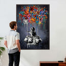 Banksy Inspired Boy Swing Wall Art Canvas Print by MyGreatCanvas | Canvas Wall Art Prints | Photo Prints & Wall Decor