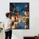 Tokyo Tea House Canvas Wall Art — Japan Rainy Night Street by MyGreatCanvas | Canvas Wall Art Prints | Photo Prints & Wall Decor