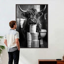 Highland Cow Toilet Paper Canvas Wall Art, Funny Bathroom by MyGreatCanvas | Canvas Wall Art Prints | Photo Prints & Wall Decor