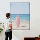 Pink Surfboard Canvas Wall Art, Minimalist Beach Photography by MyGreatCanvas | Canvas Wall Art Prints | Photo Prints & Wall Decor