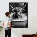 Highland Cow Bathtub Canvas Wall Art, Funny Bathroom Print by MyGreatCanvas | Canvas Wall Art Prints | Photo Prints & Wall Decor