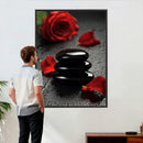 Black Lava Stone Rose Canvas | Red Rose Spa Photography by MyGreatCanvas | Canvas Wall Art Prints | Photo Prints & Wall Decor