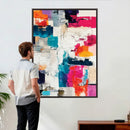 Blue Teal Abstract Canvas Wall Art, Modern Textured Painting Print, Navy Orange White Contemporary Art, Neutral Living Room Decor, Office Art by MyGreatCanvas | Canvas Wall Art Prints | Photo Prints & Wall Decor