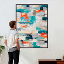 Blue Teal Abstract Canvas Wall Art, Modern Textured Painting Print, Navy Orange White Contemporary Art, Neutral Living Room Decor, Office Art by MyGreatCanvas | Canvas Wall Art Prints | Photo Prints & Wall Decor