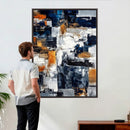 Blue Teal Abstract Canvas Wall Art, Modern Textured Painting Print, Navy Orange White Contemporary Art, Neutral Living Room Decor, Office Art by MyGreatCanvas | Canvas Wall Art Prints | Photo Prints & Wall Decor