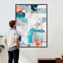 Blue Teal Abstract Canvas Wall Art, Modern Textured Painting Print, Navy Orange White Contemporary Art, Neutral Living Room Decor, Office Art by MyGreatCanvas | Canvas Wall Art Prints | Photo Prints & Wall Decor