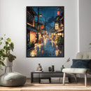 Tokyo Tea House Canvas Wall Art — Japan Rainy Night Street by MyGreatCanvas | Canvas Wall Art Prints | Photo Prints & Wall Decor