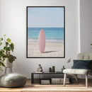 Pink Surfboard Canvas Wall Art, Minimalist Beach Photography by MyGreatCanvas | Canvas Wall Art Prints | Photo Prints & Wall Decor