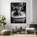 Highland Cow Bathtub Canvas Wall Art, Funny Bathroom Print by MyGreatCanvas | Canvas Wall Art Prints | Photo Prints & Wall Decor