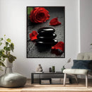 Black Lava Stone Rose Canvas | Red Rose Spa Photography by MyGreatCanvas | Canvas Wall Art Prints | Photo Prints & Wall Decor