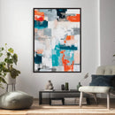 Blue Teal Abstract Canvas Wall Art, Modern Textured Painting Print, Navy Orange White Contemporary Art, Neutral Living Room Decor, Office Art by MyGreatCanvas | Canvas Wall Art Prints | Photo Prints & Wall Decor