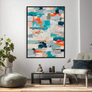 Blue Teal Abstract Canvas Wall Art, Modern Textured Painting Print, Navy Orange White Contemporary Art, Neutral Living Room Decor, Office Art by MyGreatCanvas | Canvas Wall Art Prints | Photo Prints & Wall Decor
