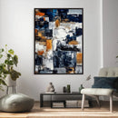 Blue Teal Abstract Canvas Wall Art, Modern Textured Painting Print, Navy Orange White Contemporary Art, Neutral Living Room Decor, Office Art by MyGreatCanvas | Canvas Wall Art Prints | Photo Prints & Wall Decor