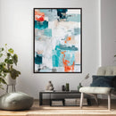 Blue Teal Abstract Canvas Wall Art, Modern Textured Painting Print, Navy Orange White Contemporary Art, Neutral Living Room Decor, Office Art by MyGreatCanvas | Canvas Wall Art Prints | Photo Prints & Wall Decor