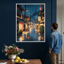Tokyo Tea House Canvas Wall Art — Japan Rainy Night Street by MyGreatCanvas | Canvas Wall Art Prints | Photo Prints & Wall Decor