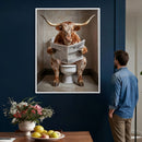 Funny Bathroom Canvas Wall Art, Texas Longhorn on Toilet by MyGreatCanvas | Canvas Wall Art Prints | Photo Prints & Wall Decor