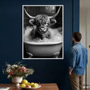 Highland Cow Bathtub Canvas Wall Art, Funny Bathroom Print by MyGreatCanvas | Canvas Wall Art Prints | Photo Prints & Wall Decor