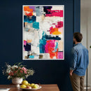 Blue Teal Abstract Canvas Wall Art, Modern Textured Painting Print, Navy Orange White Contemporary Art, Neutral Living Room Decor, Office Art by MyGreatCanvas | Canvas Wall Art Prints | Photo Prints & Wall Decor
