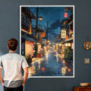 Tokyo Tea House Canvas Wall Art — Japan Rainy Night Street by MyGreatCanvas | Canvas Wall Art Prints | Photo Prints & Wall Decor
