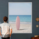 Pink Surfboard Canvas Wall Art, Minimalist Beach Photography by MyGreatCanvas | Canvas Wall Art Prints | Photo Prints & Wall Decor