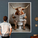 Funny Bathroom Canvas Wall Art, Texas Longhorn on Toilet by MyGreatCanvas | Canvas Wall Art Prints | Photo Prints & Wall Decor