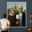 Funny Bathroom Canvas Wall Art, Grant Wood American Gothic by MyGreatCanvas | Canvas Wall Art Prints | Photo Prints & Wall Decor