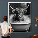 Highland Cow Bathtub Canvas Wall Art, Funny Bathroom Print by MyGreatCanvas | Canvas Wall Art Prints | Photo Prints & Wall Decor