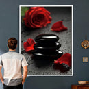 Black Lava Stone Rose Canvas | Red Rose Spa Photography by MyGreatCanvas | Canvas Wall Art Prints | Photo Prints & Wall Decor