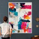 Blue Teal Abstract Canvas Wall Art, Modern Textured Painting Print, Navy Orange White Contemporary Art, Neutral Living Room Decor, Office Art by MyGreatCanvas | Canvas Wall Art Prints | Photo Prints & Wall Decor