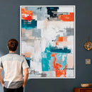 Blue Teal Abstract Canvas Wall Art, Modern Textured Painting Print, Navy Orange White Contemporary Art, Neutral Living Room Decor, Office Art by MyGreatCanvas | Canvas Wall Art Prints | Photo Prints & Wall Decor