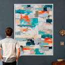 Blue Teal Abstract Canvas Wall Art, Modern Textured Painting Print, Navy Orange White Contemporary Art, Neutral Living Room Decor, Office Art by MyGreatCanvas | Canvas Wall Art Prints | Photo Prints & Wall Decor