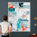 Blue Teal Abstract Canvas Wall Art, Modern Textured Painting Print, Navy Orange White Contemporary Art, Neutral Living Room Decor, Office Art by MyGreatCanvas | Canvas Wall Art Prints | Photo Prints & Wall Decor