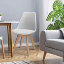 Set of 4 Dining Chairs Mid-Century Modern Shell PU Seat with Wooden Legs by LJGDeals
