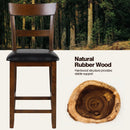 2 Pieces Counter Height Chair Set with Leather Seat and Rubber Wood Legs by LJGDeals