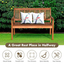 Two Person Solid Wood Garden Bench with Curved Backrest and Wide Armrest by LJGDeals