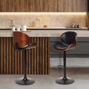 Set of 2 Adjustable Swivel PU Leather Bar Stools with Curved Footrest by LJGDeals