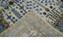 Custom Made Tree of life Hand Knotted Antique Ivory, Blue and Gray Traditional Oushak Wool area Rug
