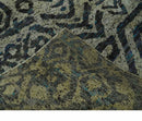 Hand Knotted Beige, Charcoal and Blue Antique Design Contemporary Recycled Silk Rug