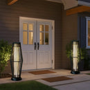 2 Piece Solar Powered Lantern Wicker Solar Patio Lamp by JHY DESIGN